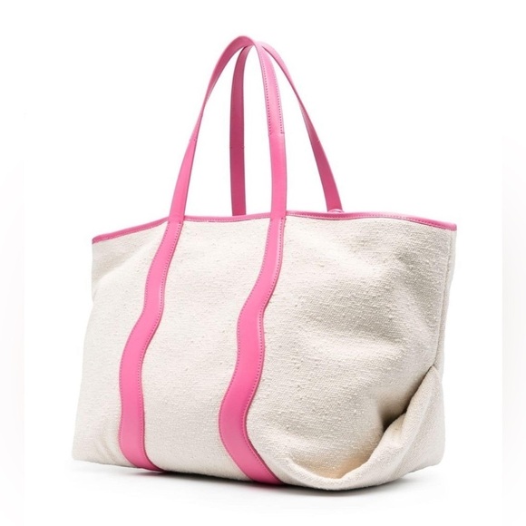 Palm Angels Pink Leather Logo Tote Bag Shoulder Carryall Large Display Model - Picture 4 of 16